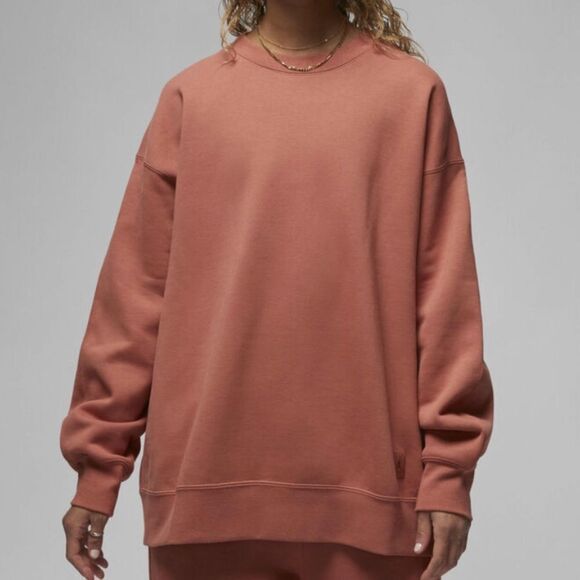 Jordan Flight Fleece Crewneck Oversized Sweatshirt Orange Women S(FB5116-810) - Picture 1 of 9